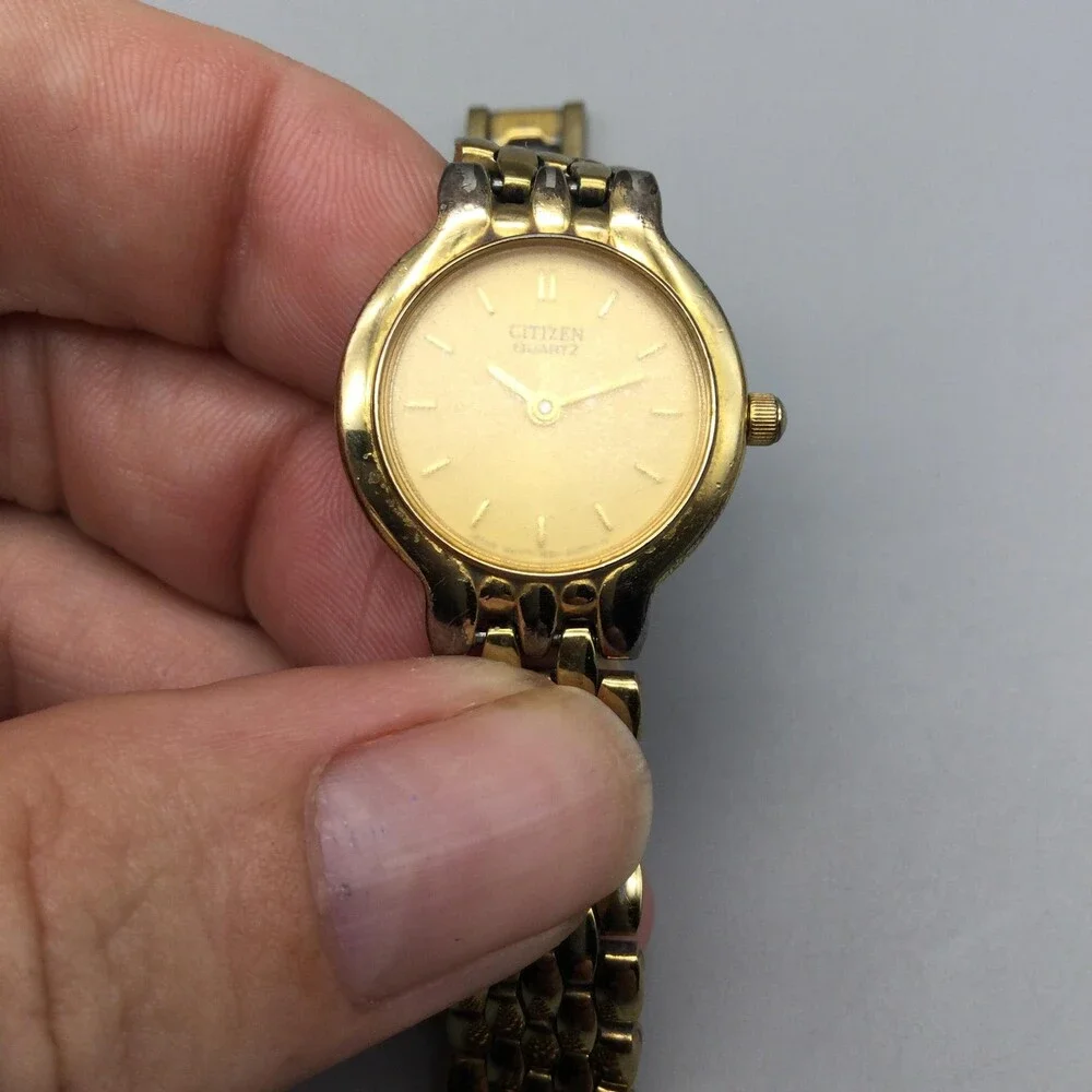 Citizen 1020-S54554 Womens Watch 22mm Champagne Dial Gold Tone New Battery 6.25
